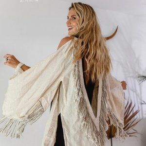 Chintamani Alchemi Alma Libra Cream Boho Kimono Robe Size Medium